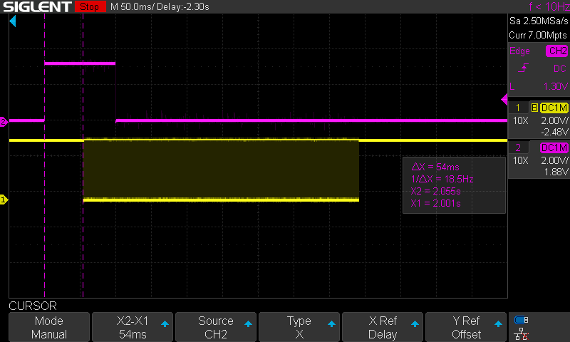 54ms between PPS rising edge and TX commencing